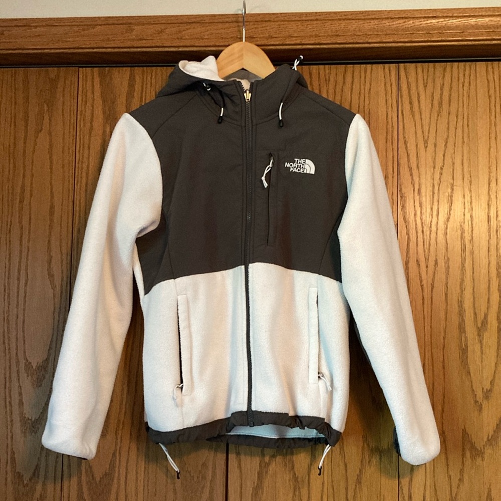 The north face white, and gray fleece